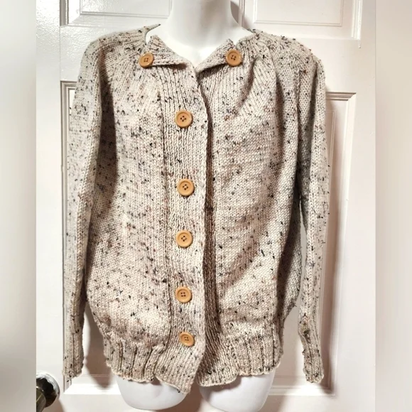 Women's donegal handmade knit cardigan sweater - Picture 1 of 11